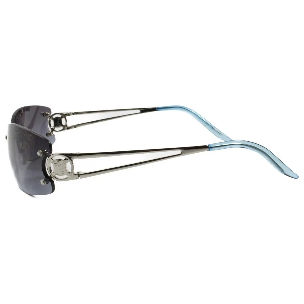 Rimless Rectangle Sunglasses Womens Upscale Slick Design Stylish Silver Frame